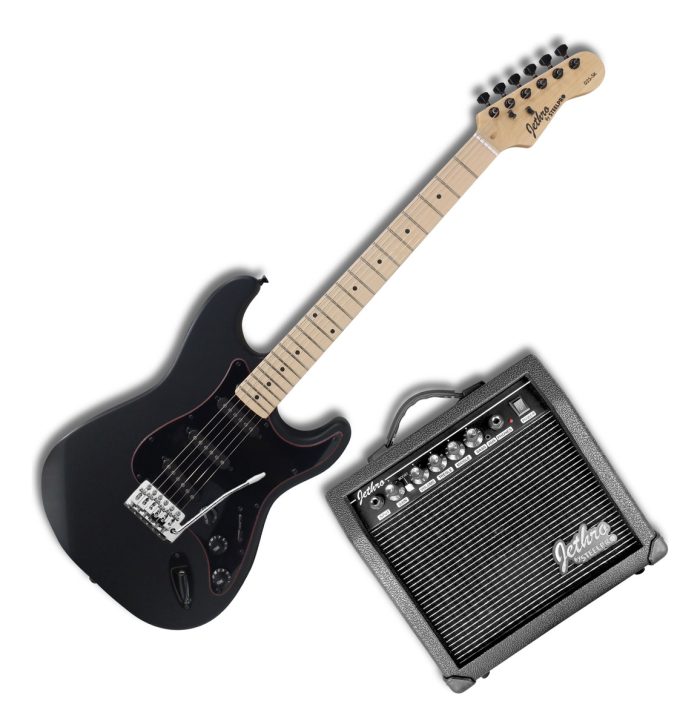 Guitarra Eléctrica Stratocaster Con Amplificador y Accesorios Color Negro Guitarra Eléctrica Negra