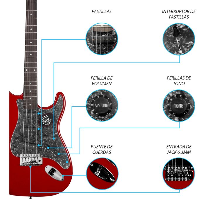 Guitarra Eléctrica Stratocaster Con Amplificador y Accesorios - Imagen 3
