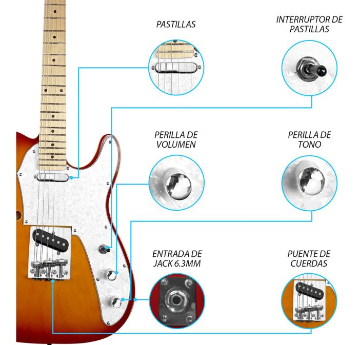 Guitarra Eléctrica Telecaster semi-hueca color sunburst - Imagen 4