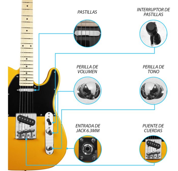 Guitarra Eléctrica Telecaster Con Amplificador y Accesorios - Imagen 5