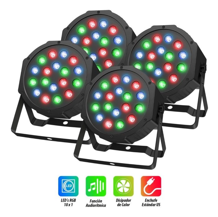 Paquete De 4 Piezas De Cañón Led Reflector 18x1 Rgb Dmx - Imagen 4