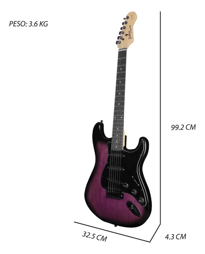 Guitarra Eléctrica Stratocaster Morada con amplificador y accesorios - Imagen 2