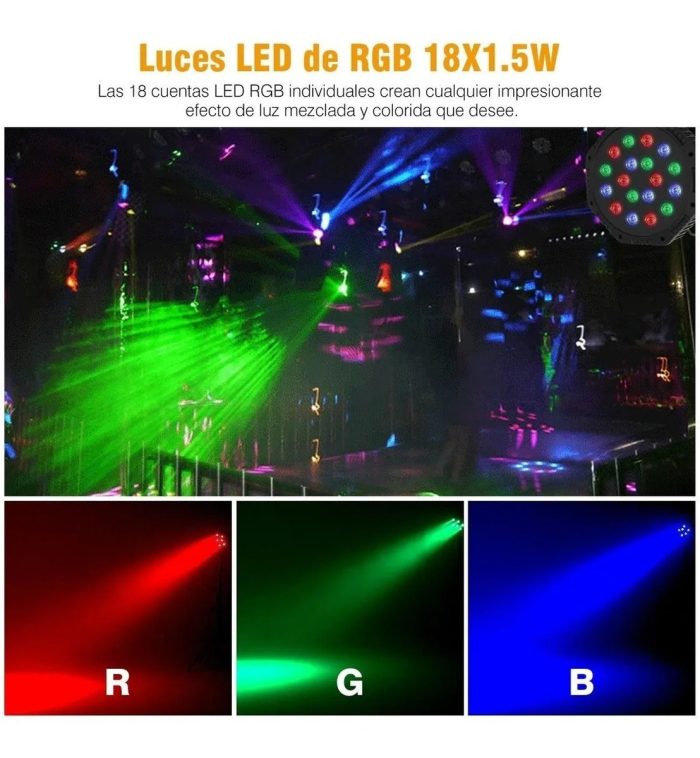 Paquete De 4 Piezas De Cañón Led Reflector 18x1 Rgb Dmx - Imagen 6