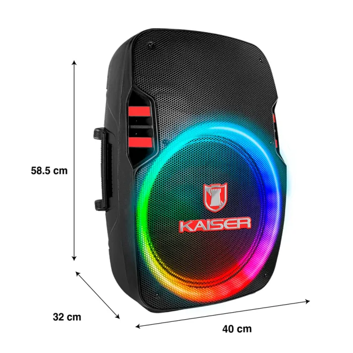 Bafle recargable 15” 25 000 W PMPO con micrófono alámbrico y tripie - Imagen 7