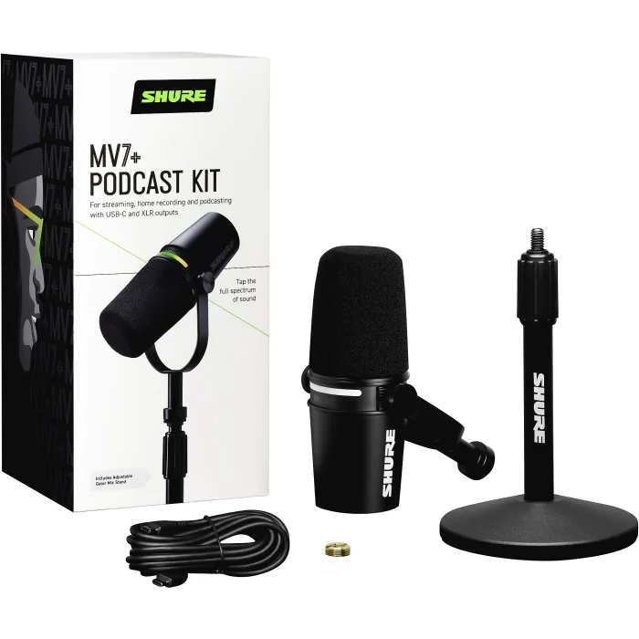 Kit de podcast Shure MV7+ con soporte